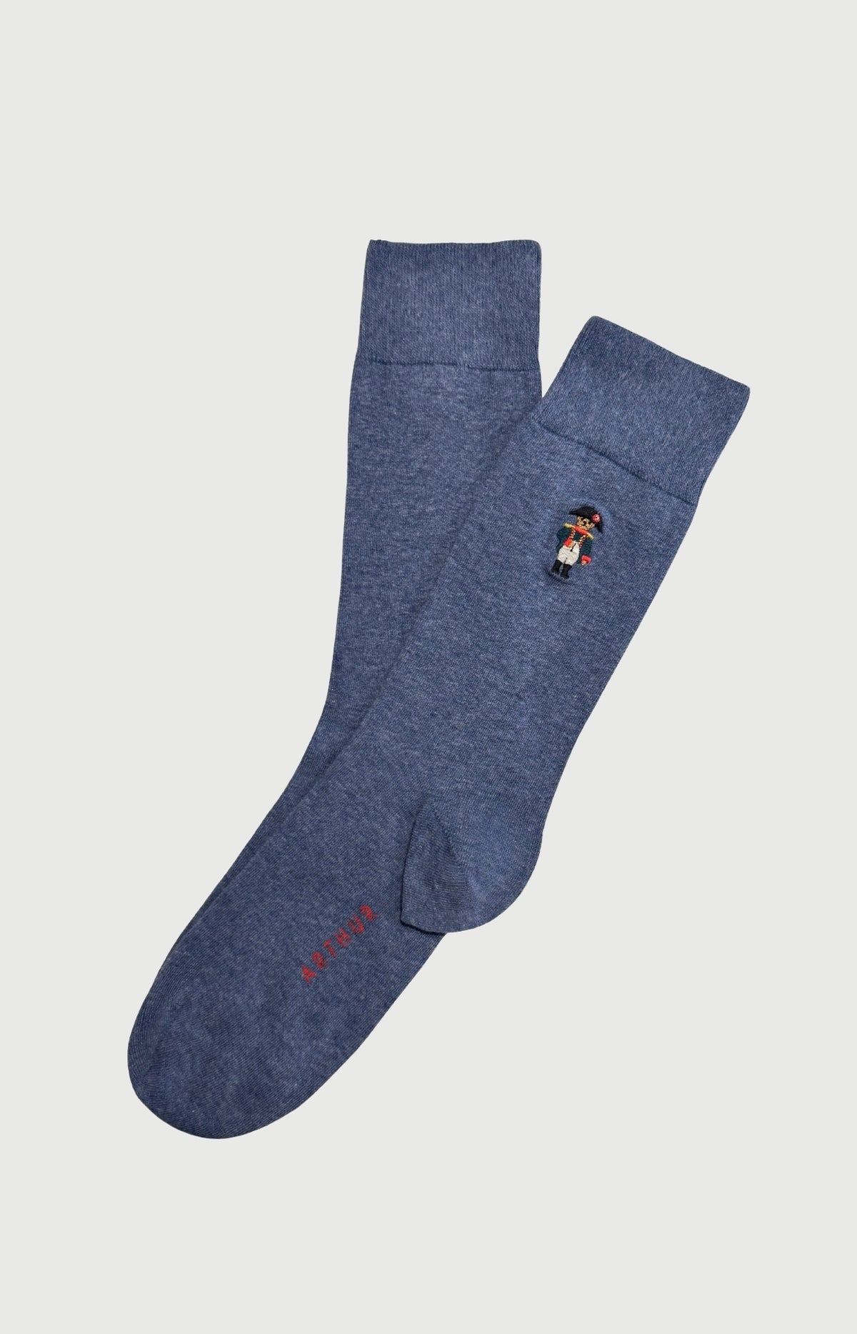 Chaussettes brodées en coton Homme Napoléours bleu 1