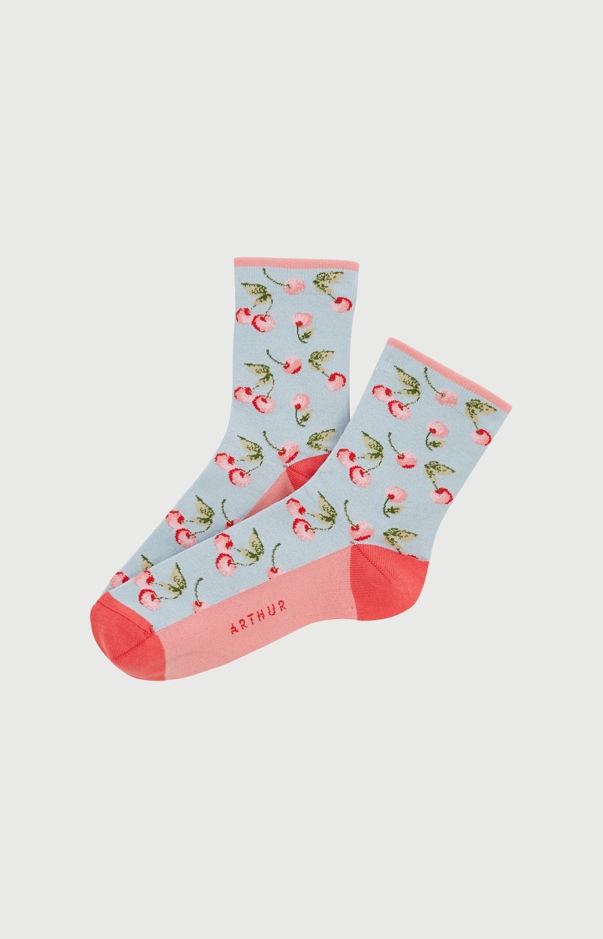 Chaussettes Femme Cherry Imprimé cerises roses et vertes 1