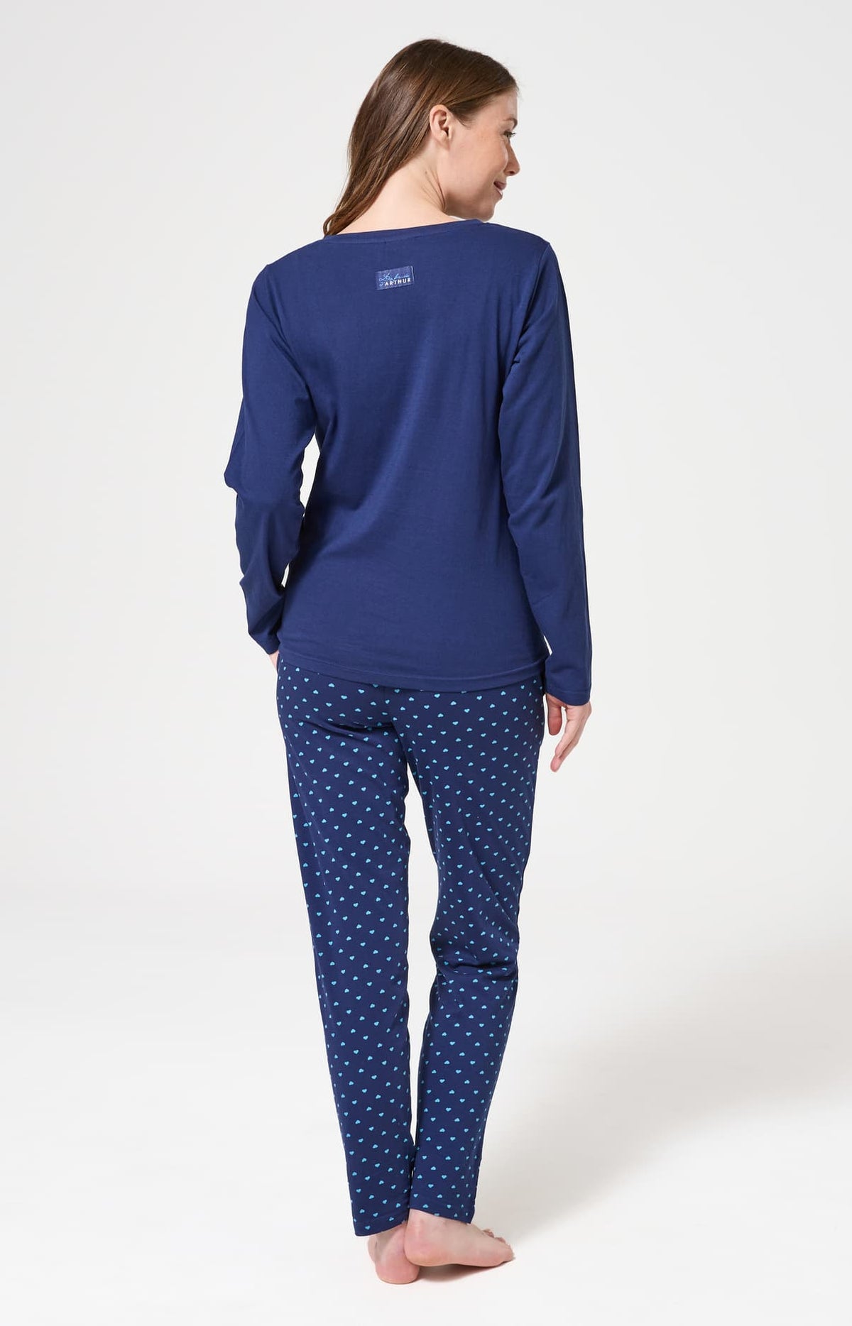 Pyjama en jersey de coton léger Femme Tradi Cœur marine 5