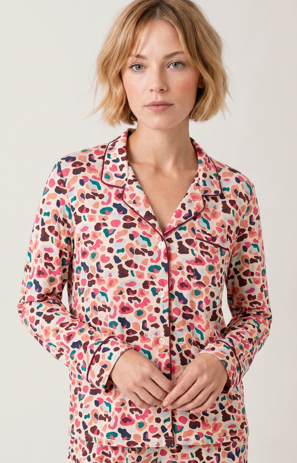 Pyjama boutonné en modal Femme Léopoldine multicolore 2