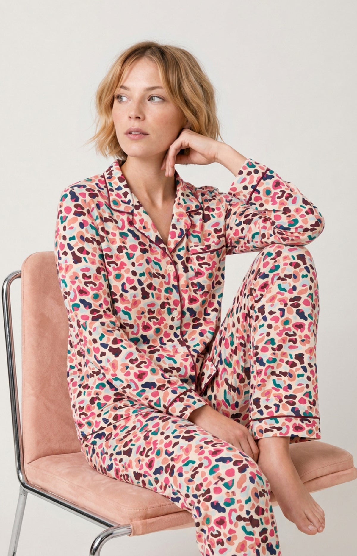 Pyjama boutonné en modal Femme Léopoldine multicolore 1