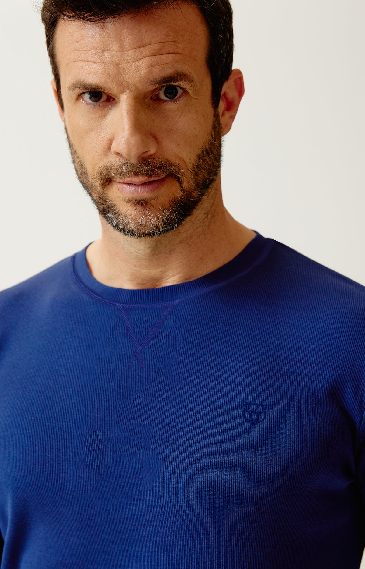 Tee-shirt manches longues en jersey de coton et modal Homme Minuit marine 2