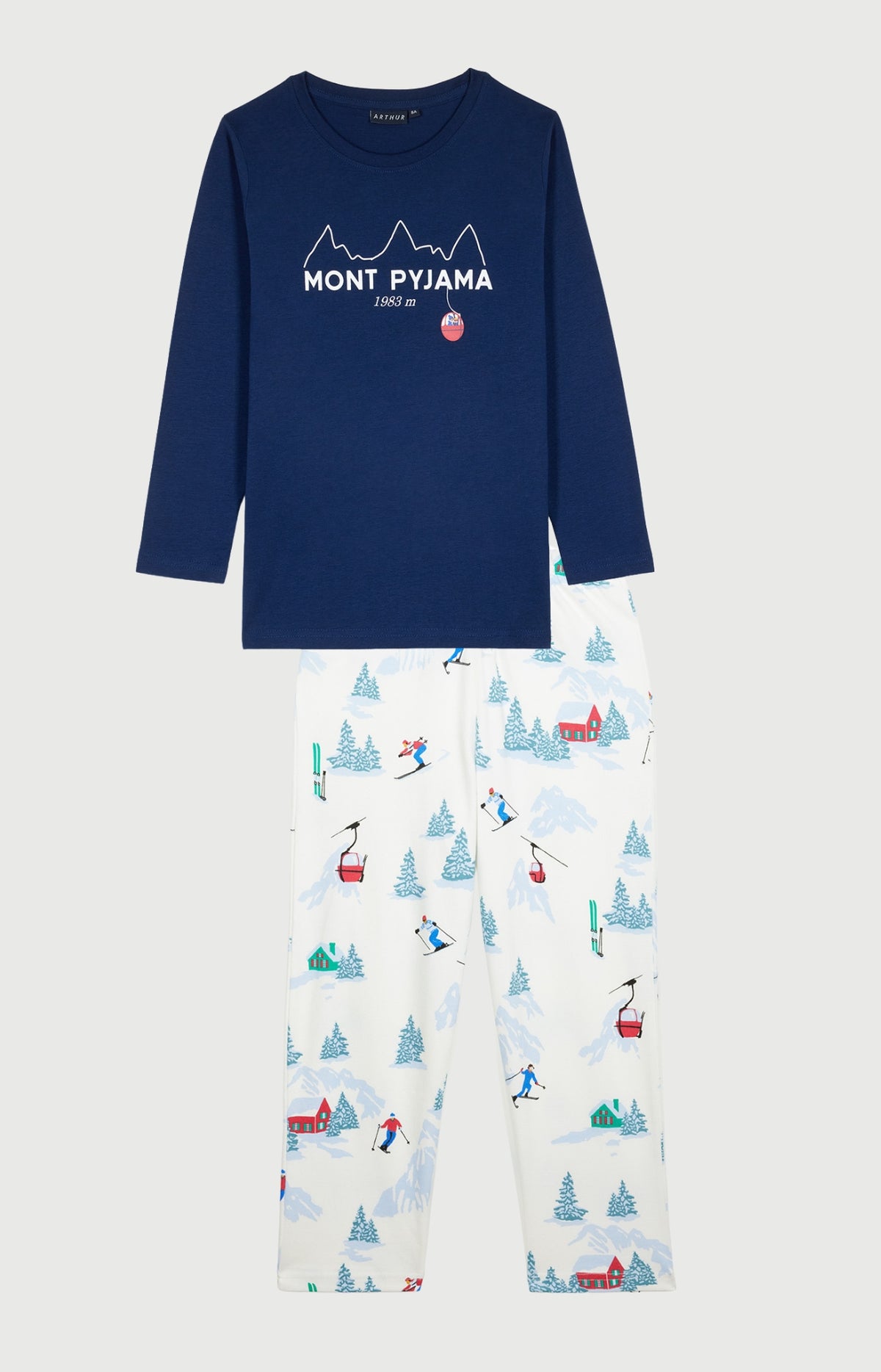Pyjama enfant en jersey de coton épais Rêves au sommet blanc 3