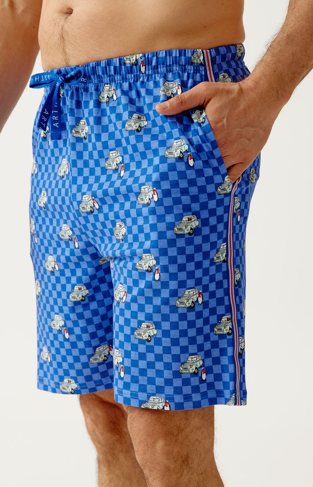 Pyjashort en jersey de coton léger Homme Lent au démarrage bleu 4