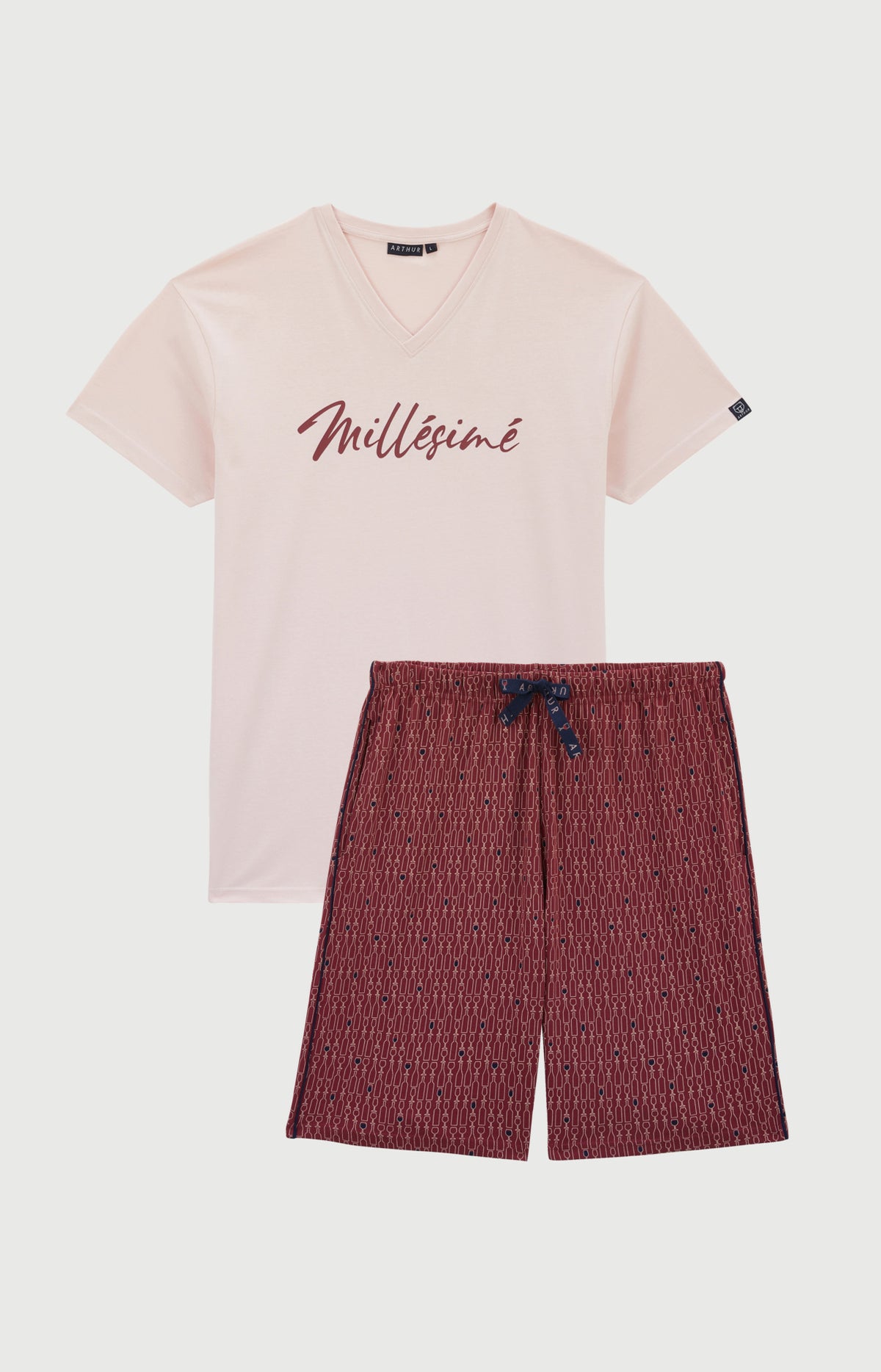 Pyjashort en jersey de coton léger Homme Millésimé bordeaux 3