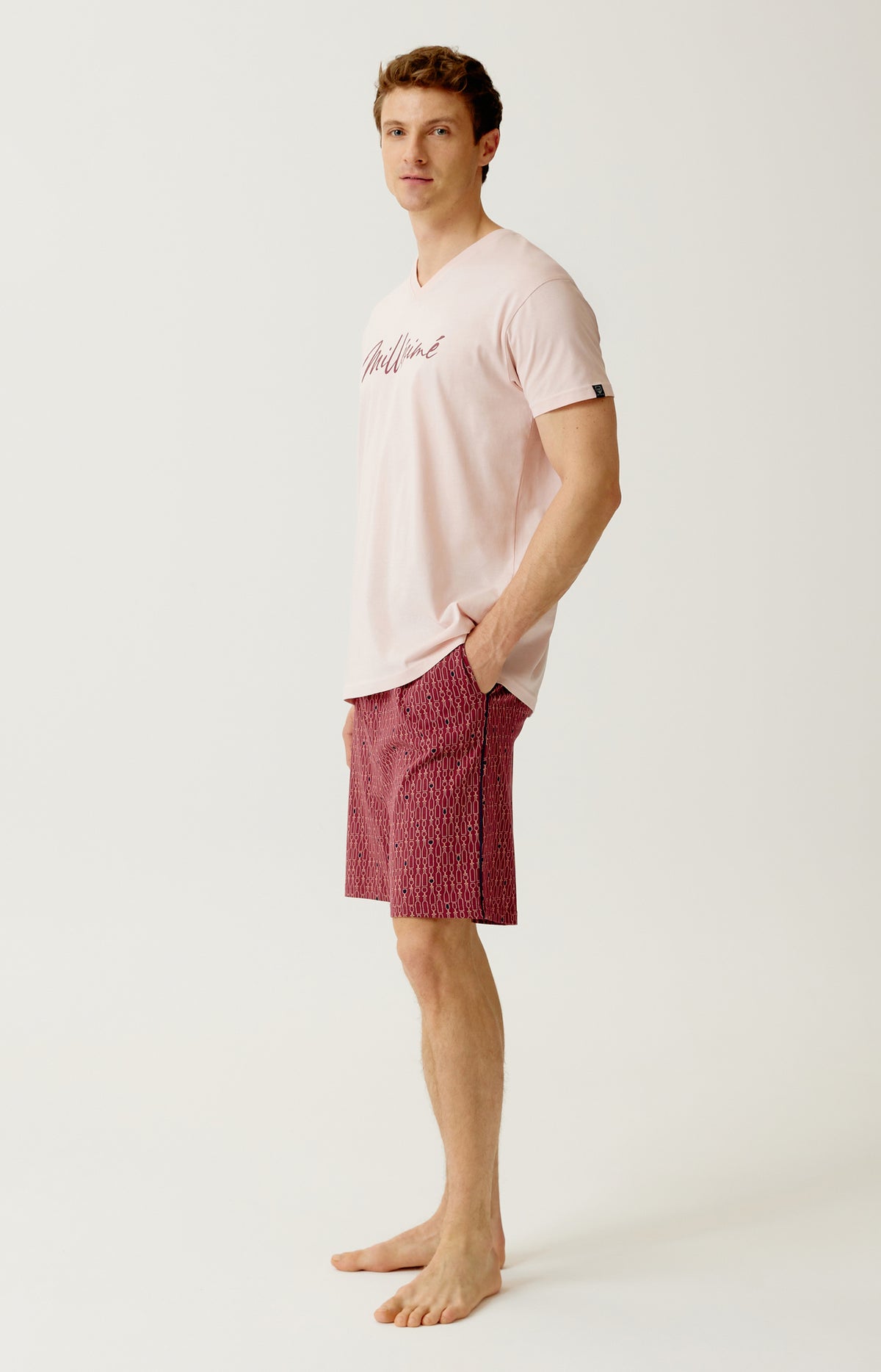 Pyjashort en jersey de coton léger Homme Millésimé bordeaux 5