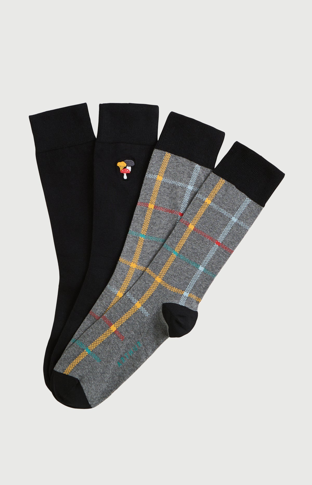 Lot de chaussettes Homme champignons gris 1