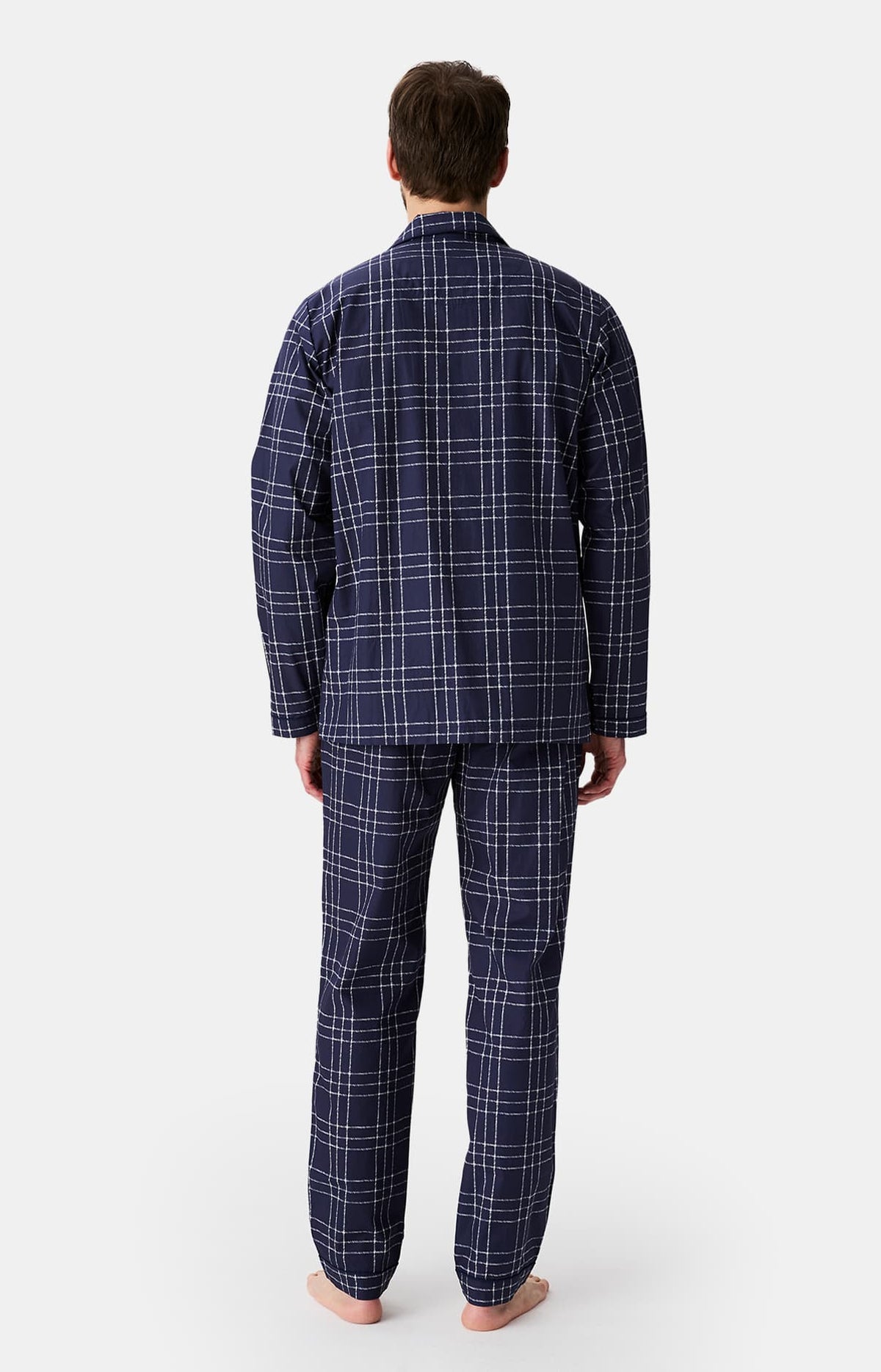 Pyjama boutonné en popeline de coton Homme Lewis marine 6