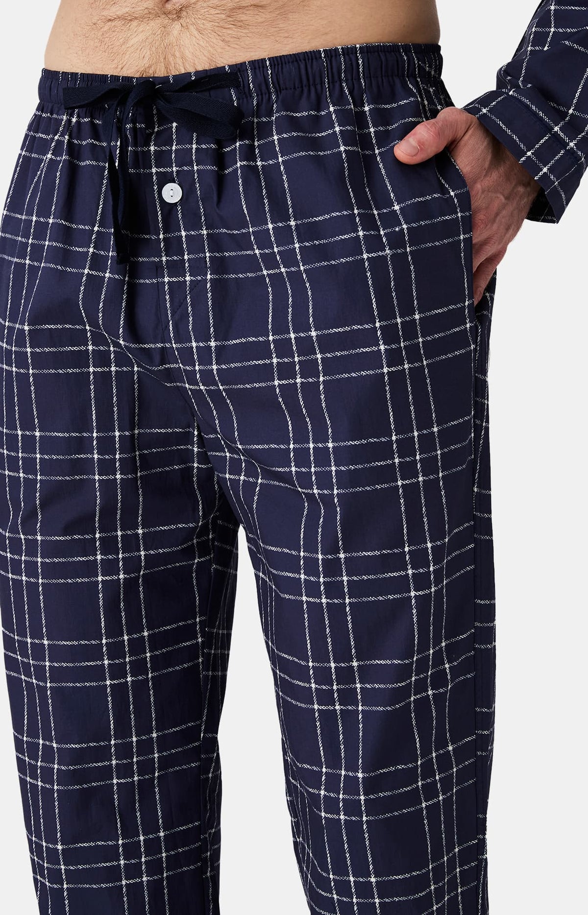 Pyjama boutonné en popeline de coton Homme Lewis marine 4