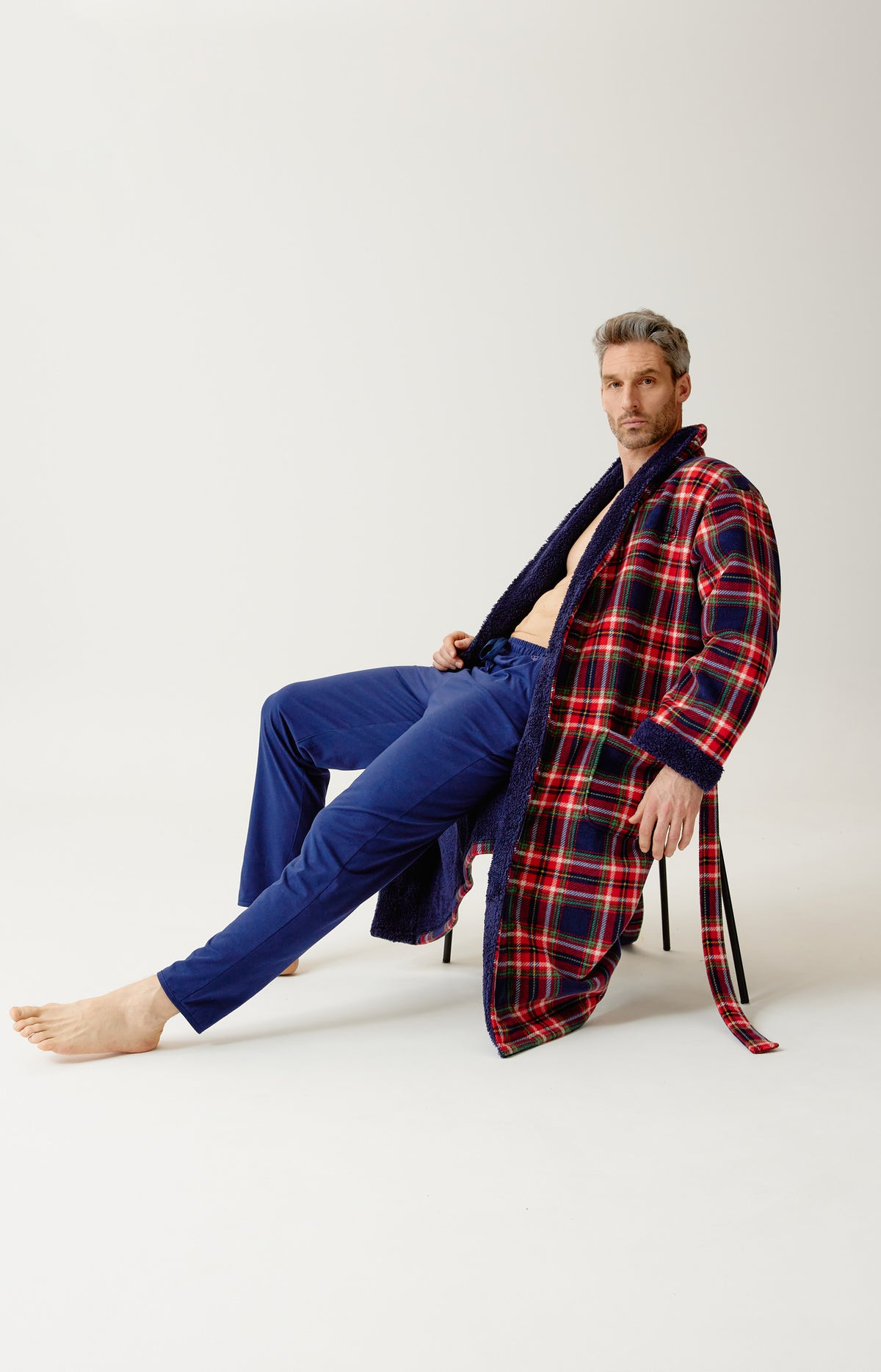 Robe de chambre en polaire Homme Léon rouge 8