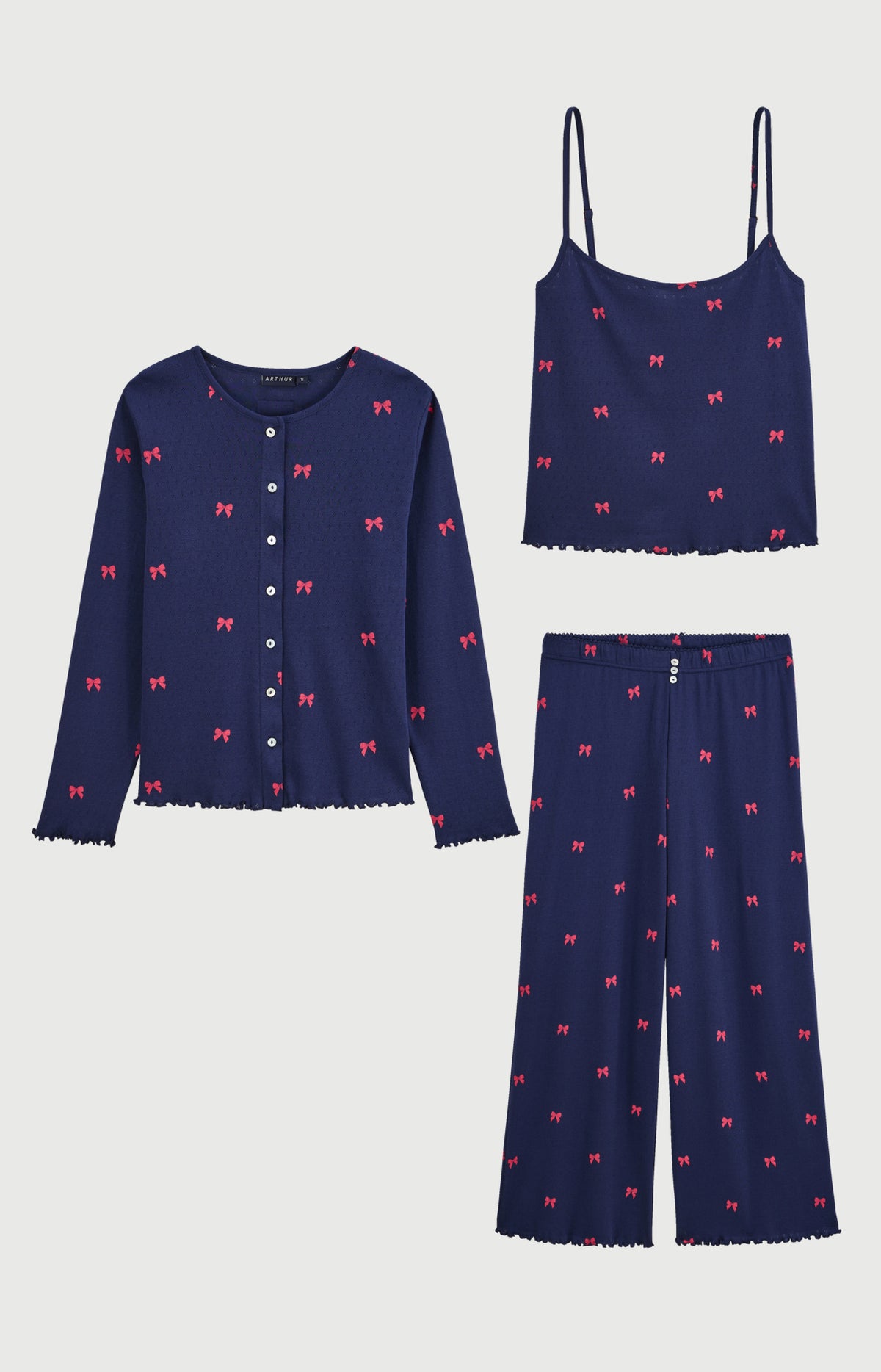 Set pyjama en pointelle de coton Femme Rosie marine 3