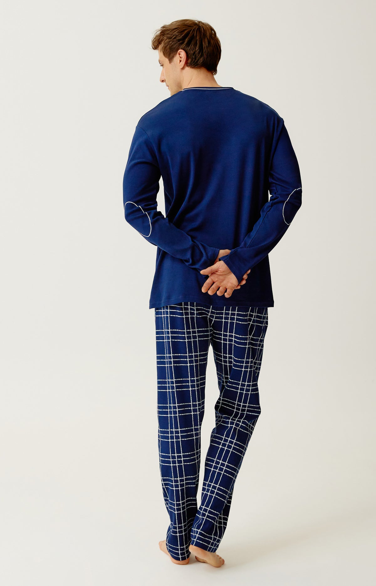 Pyjama en jersey de coton épais Homme Lewis Tradi marine 6