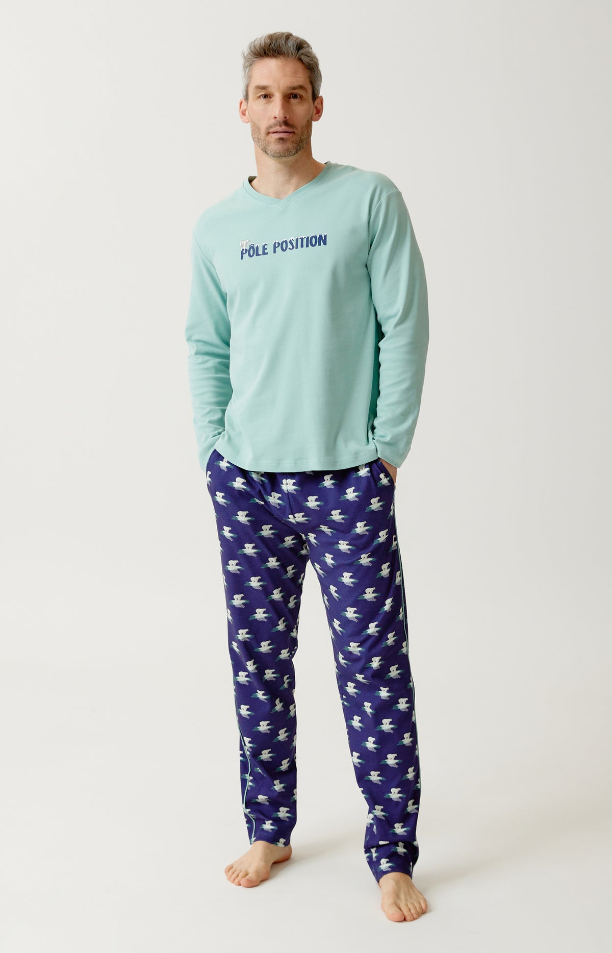 Pyjama en jersey de coton épais Homme Pôle position marine 7