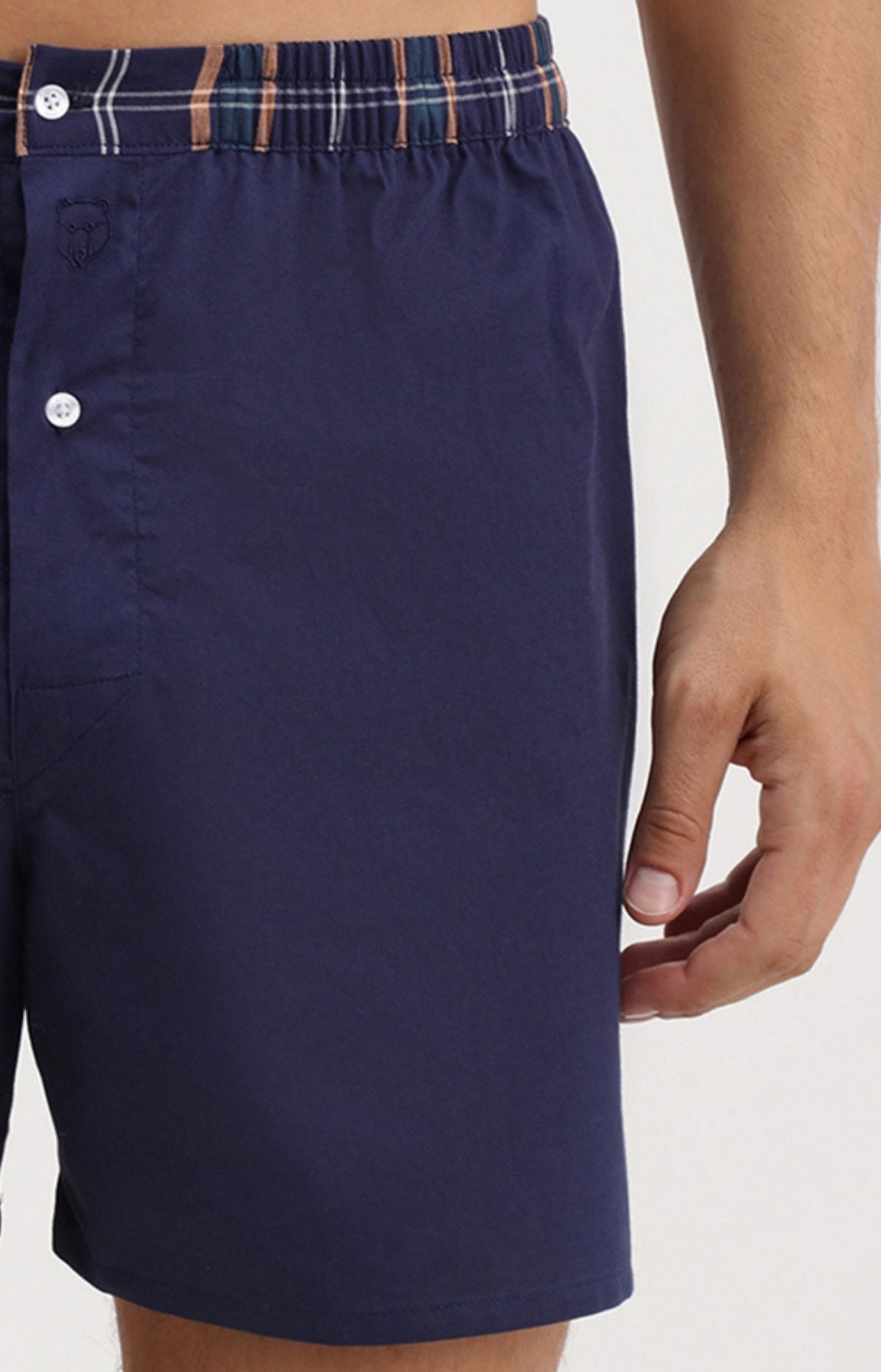 Caleçon homme uni bleu marine 2