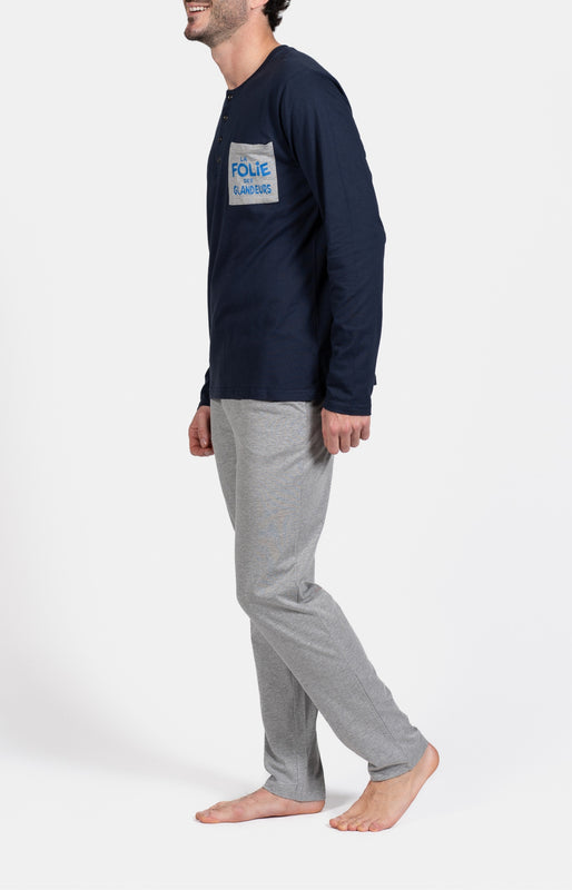 Pyjama long Homme La folie des glandeurs Gris 3