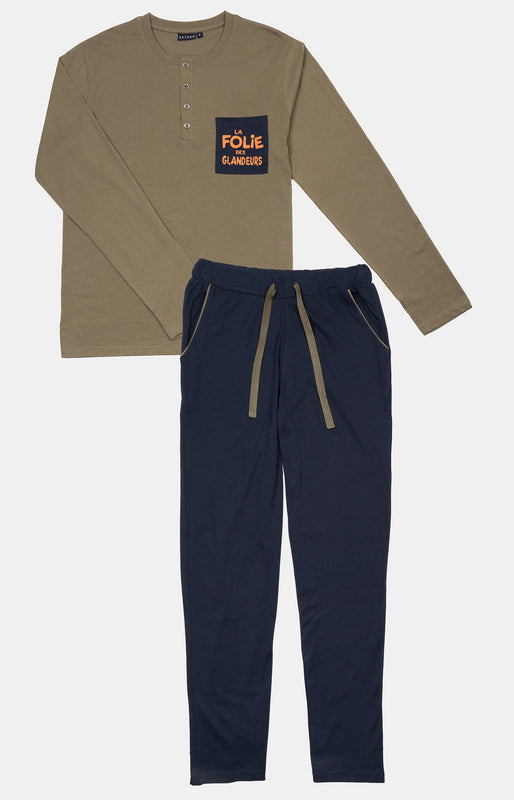 Pyjama long Homme La folie des Glandeurs Nuit - à plat