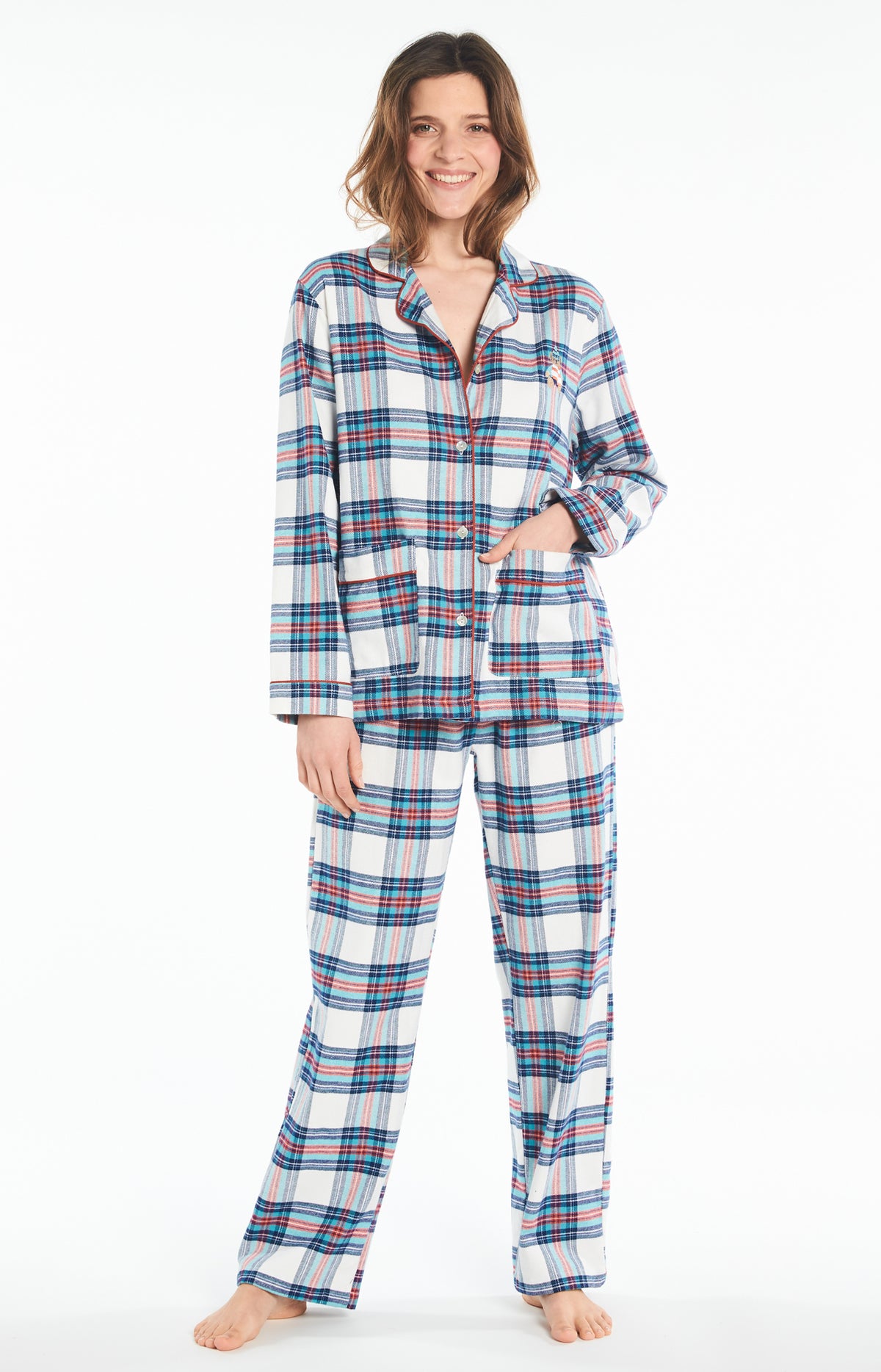 Pyjama long Femme Logan Blanc et Ivoire 1