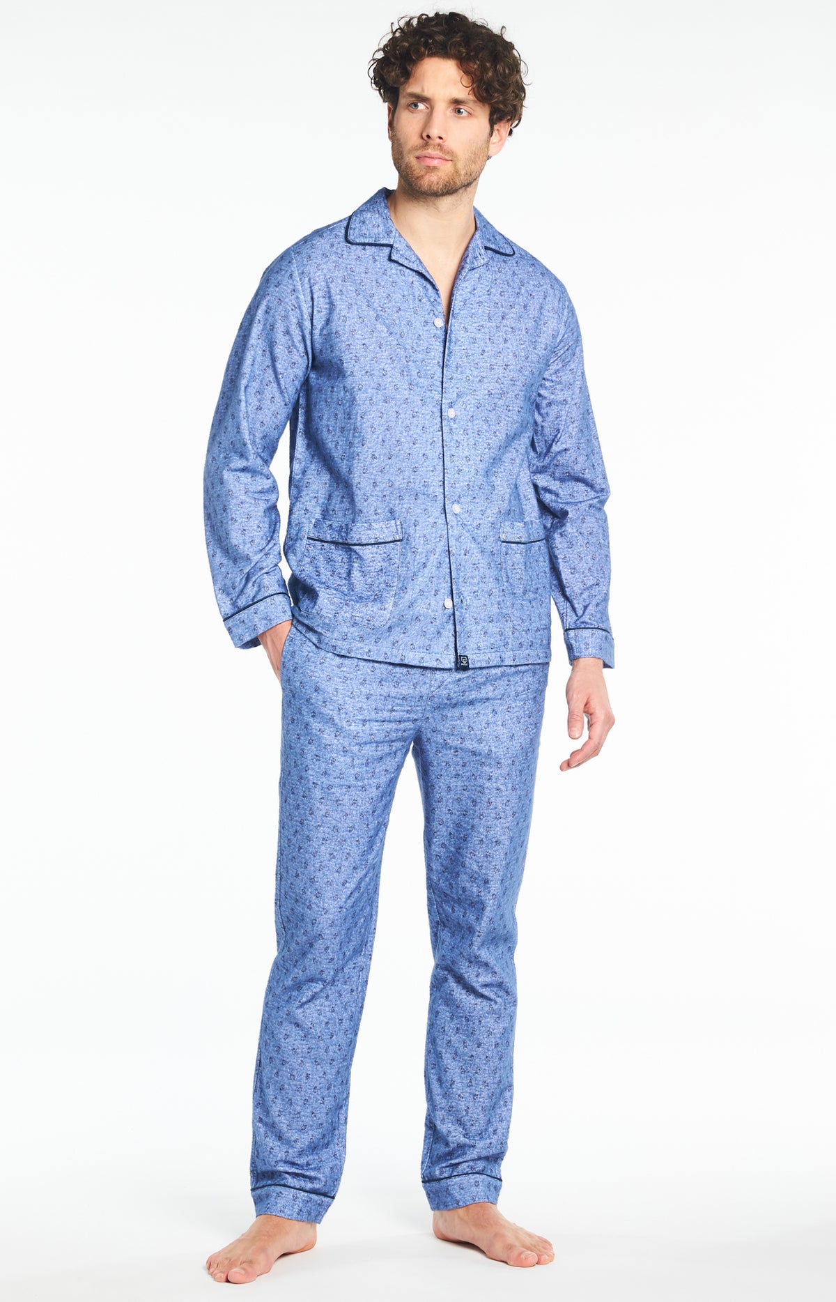 Pyjama Homme long Homme Pilou Clock Bleu 2