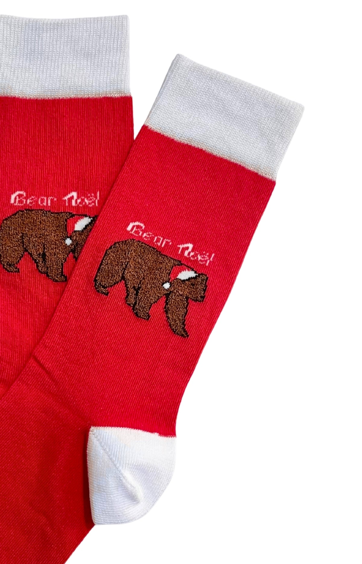 Chaussettes femme ours noël rouge et blanc 2