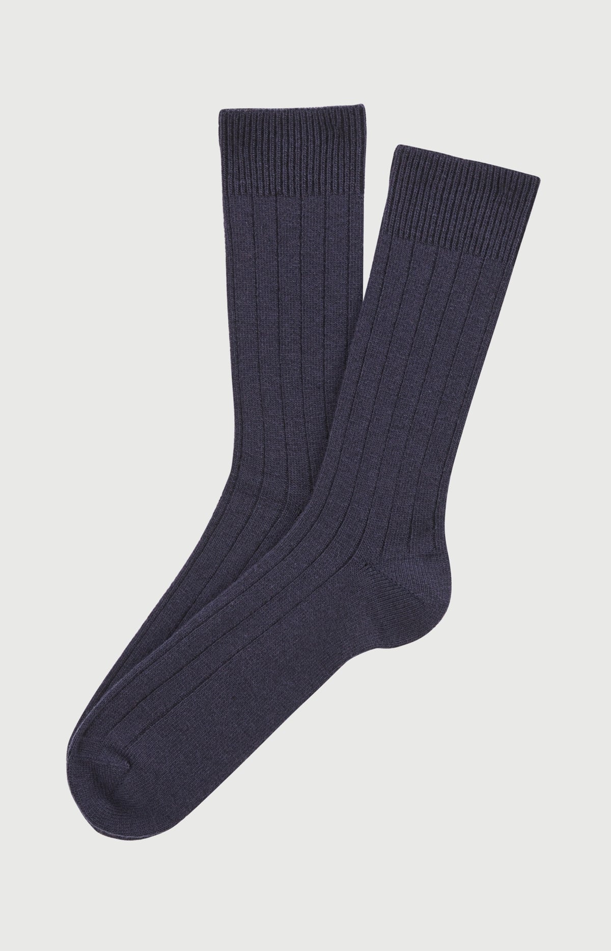 Chaussettes en laine et cachemire Homme Uni marine 1