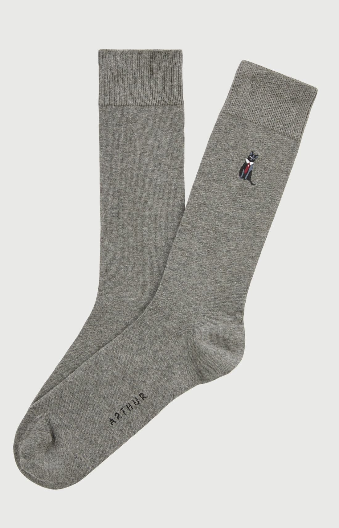 Chaussettes brodées en coton Homme Cat sup gris 1