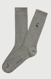 Chaussettes brodées en coton Homme Cat sup gris 1