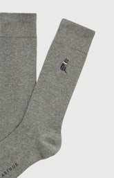 Chaussettes brodées en coton Homme Cat sup gris 2