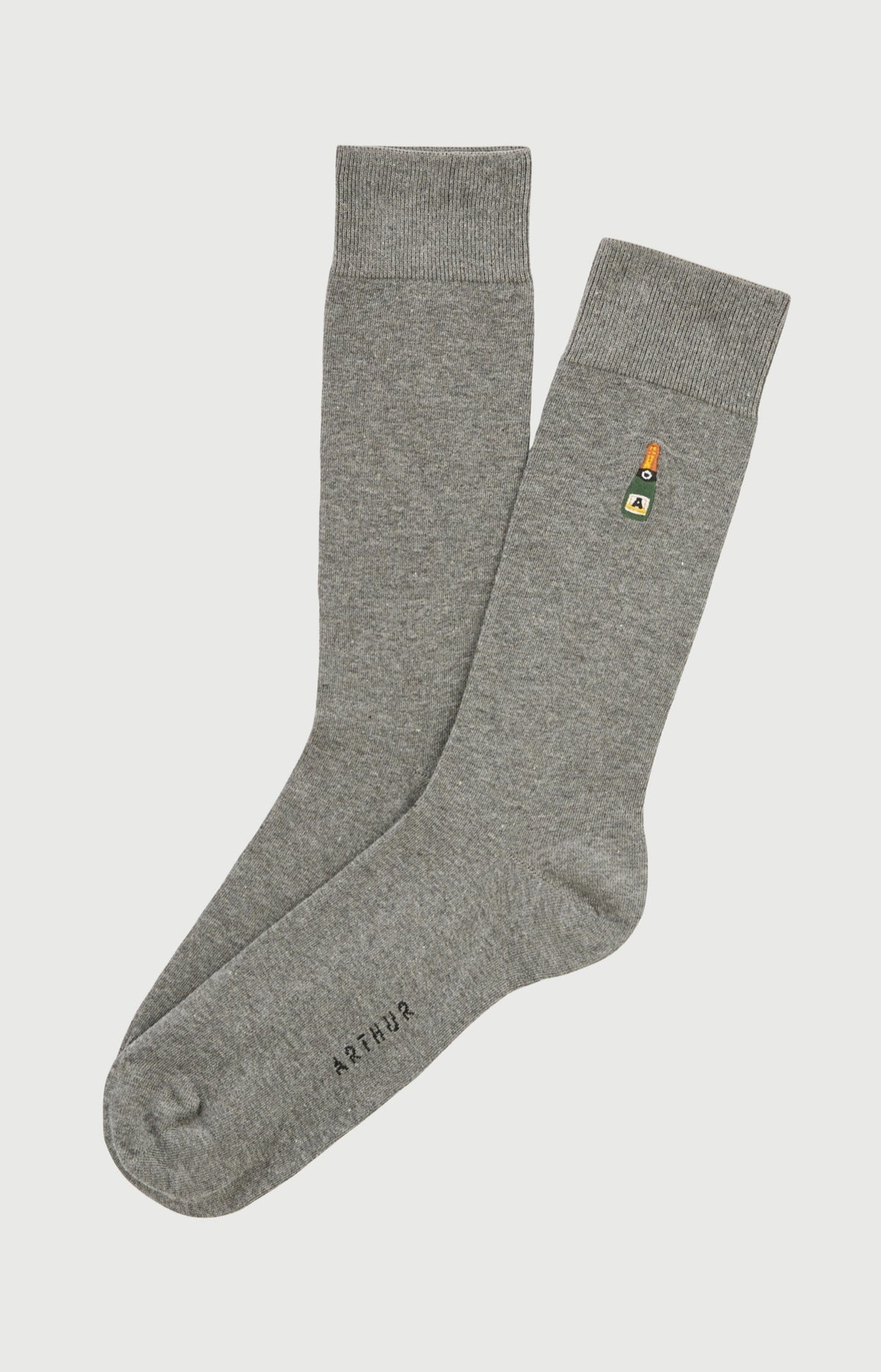 Chaussettes brodées en coton Homme Champagne gris 1