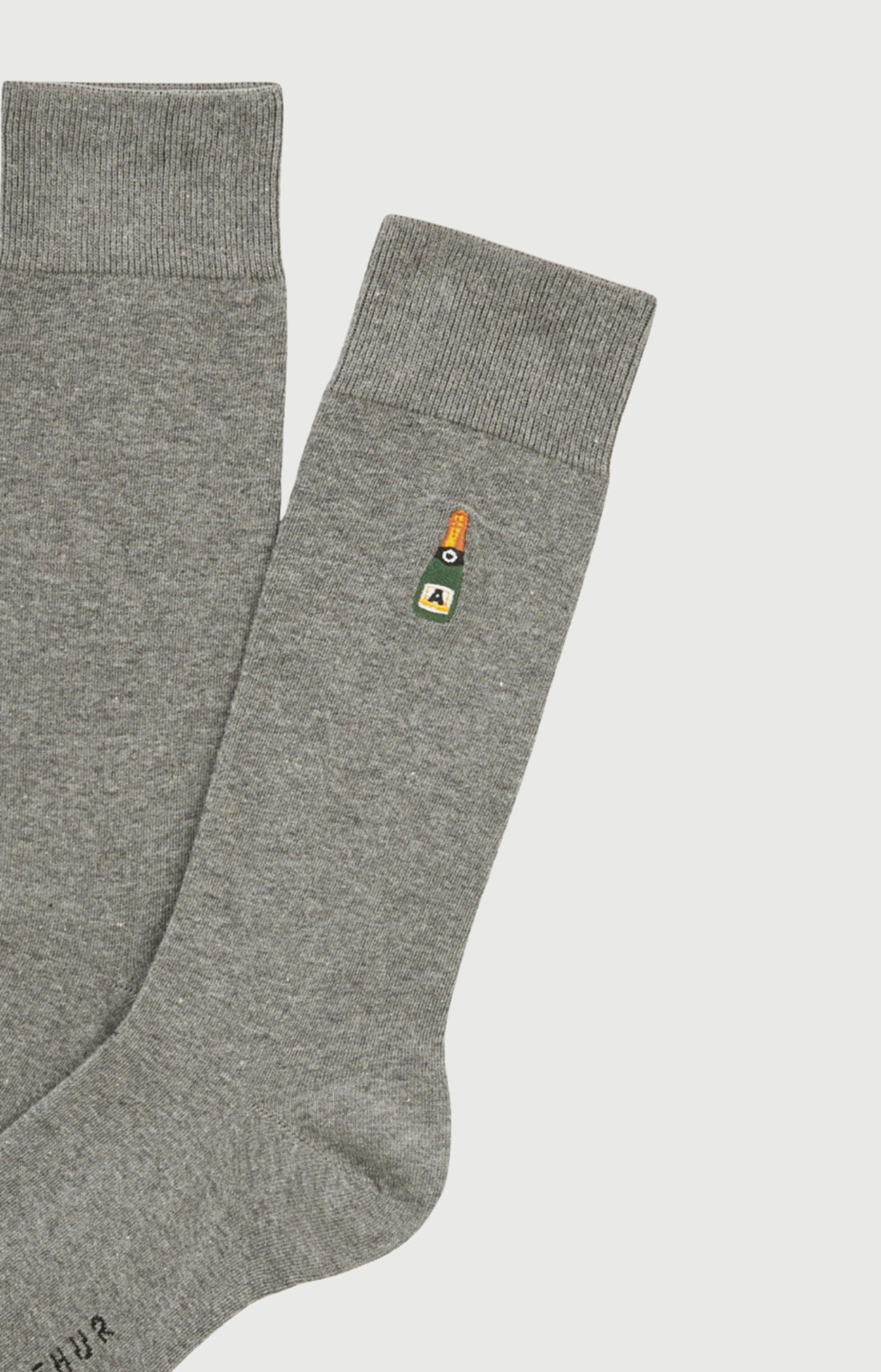 Chaussettes brodées en coton Homme Champagne gris 2