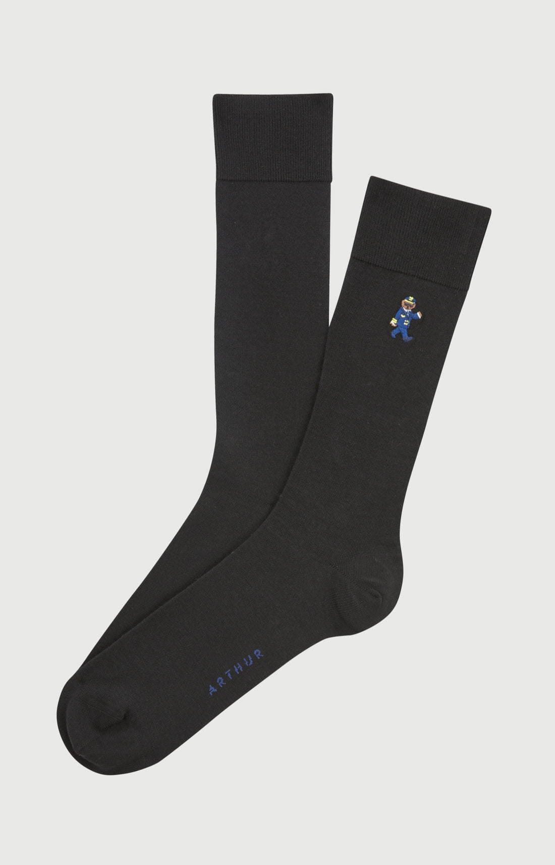 Chaussettes brodées en coton Homme Pilote de lit noir 1