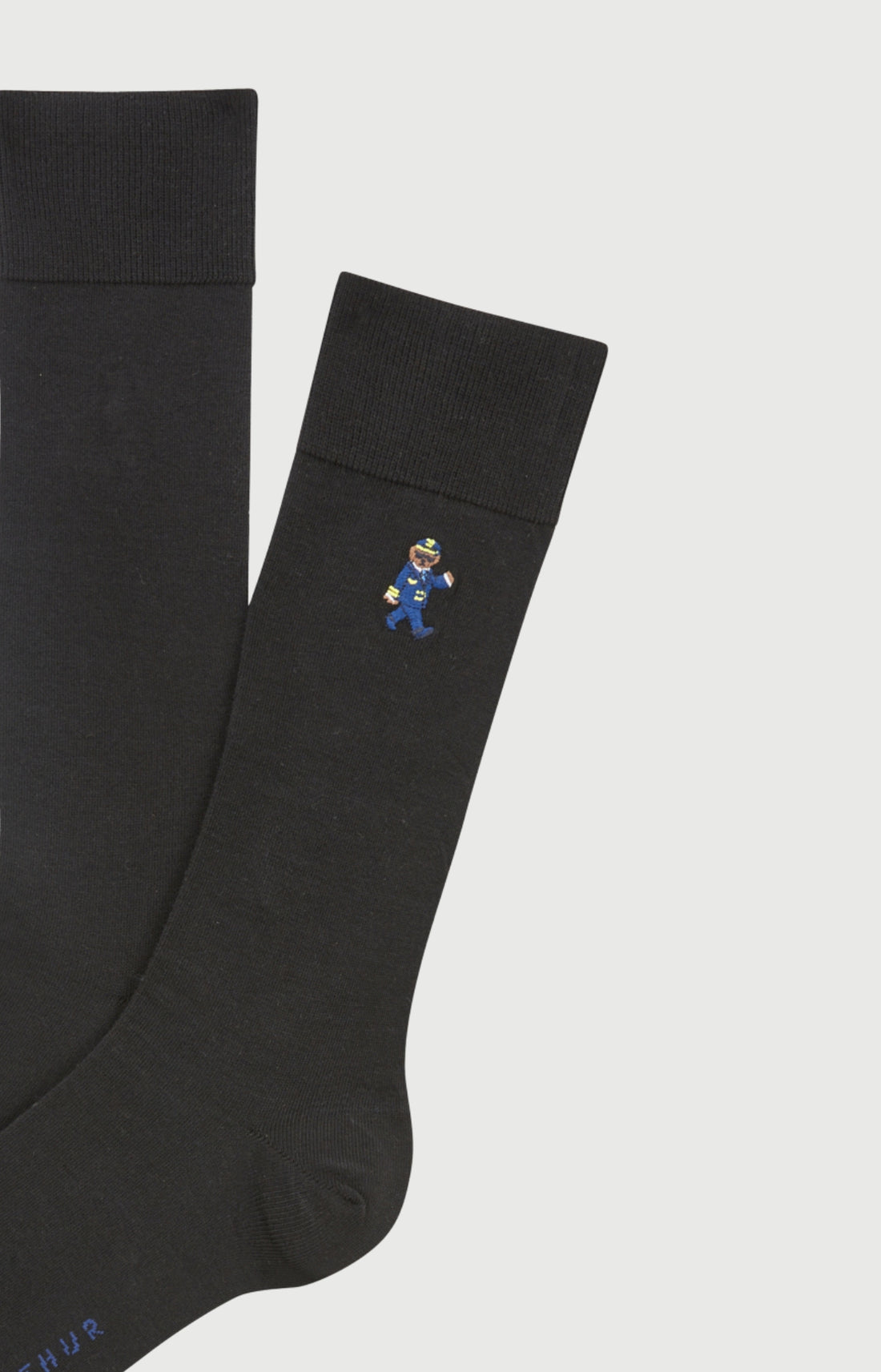 Chaussettes brodées en coton Homme Pilote de lit noir 2