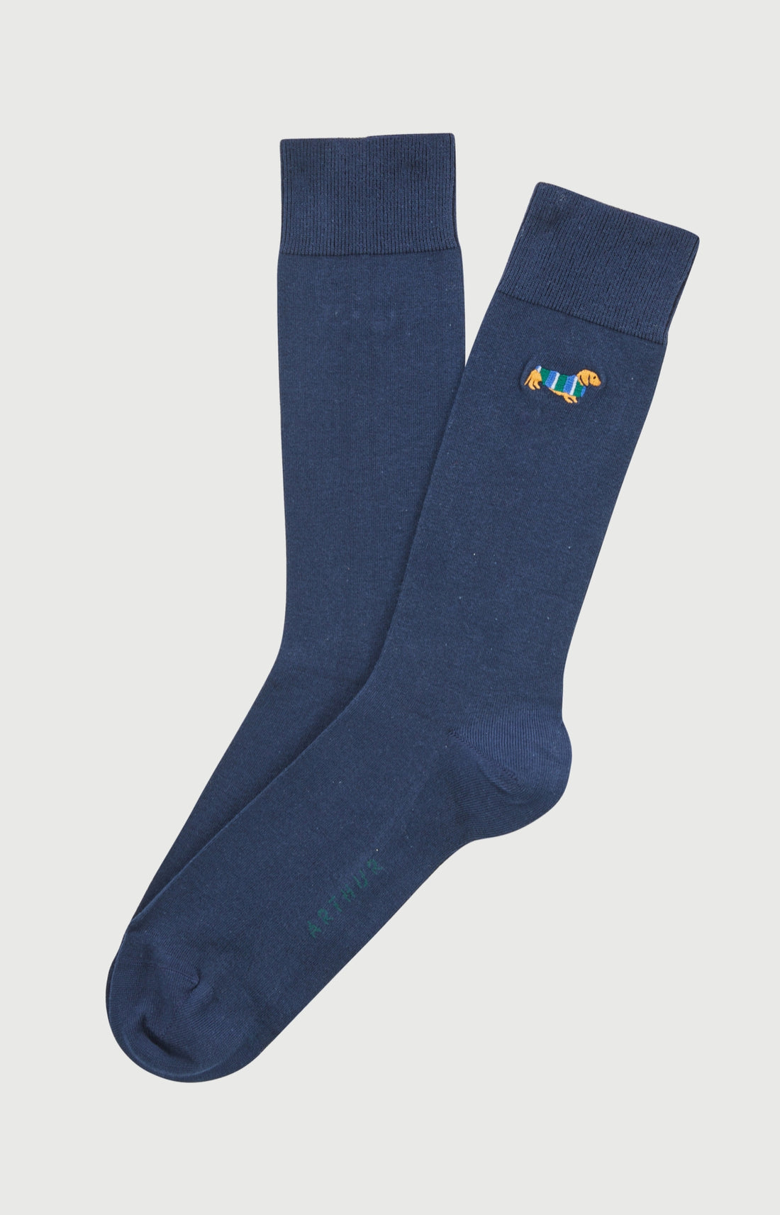 Chaussettes brodées en coton Homme Teckel marine 1