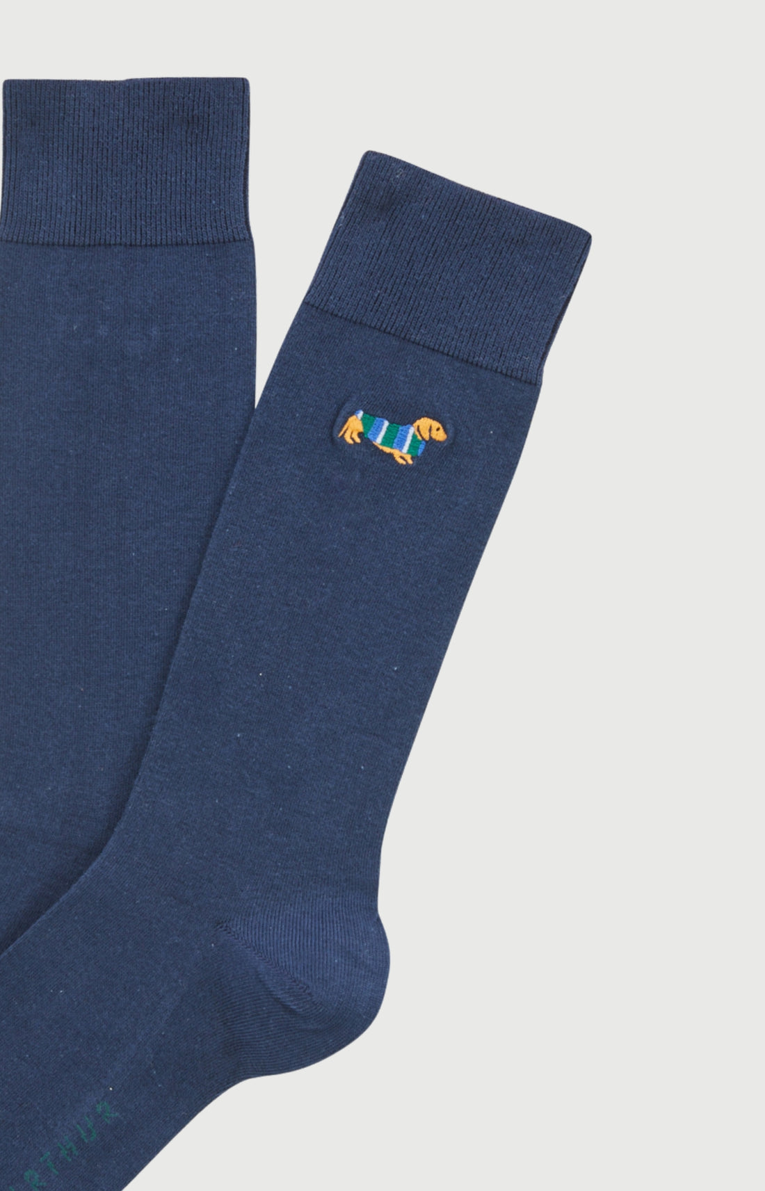 Chaussettes brodées en coton Homme Teckel marine 2