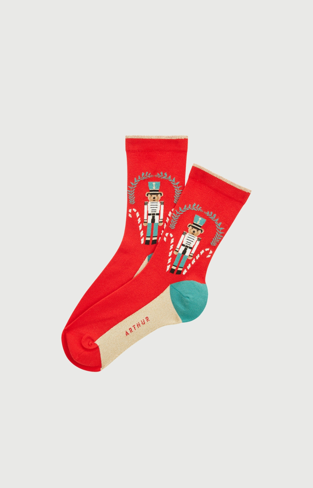 Chaussettes en coton Femme Teddy Casse-noisette rouge 1