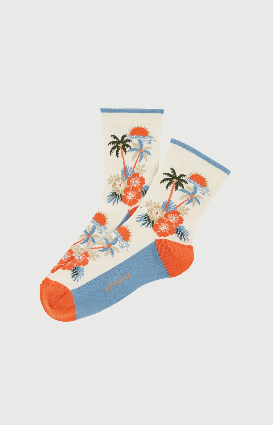 Chaussettes Femme French Riviera Imprimé carte postale et fleurs multicolores 1