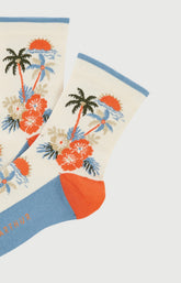 Chaussettes Femme French Riviera Imprimé carte postale et fleurs multicolores 2