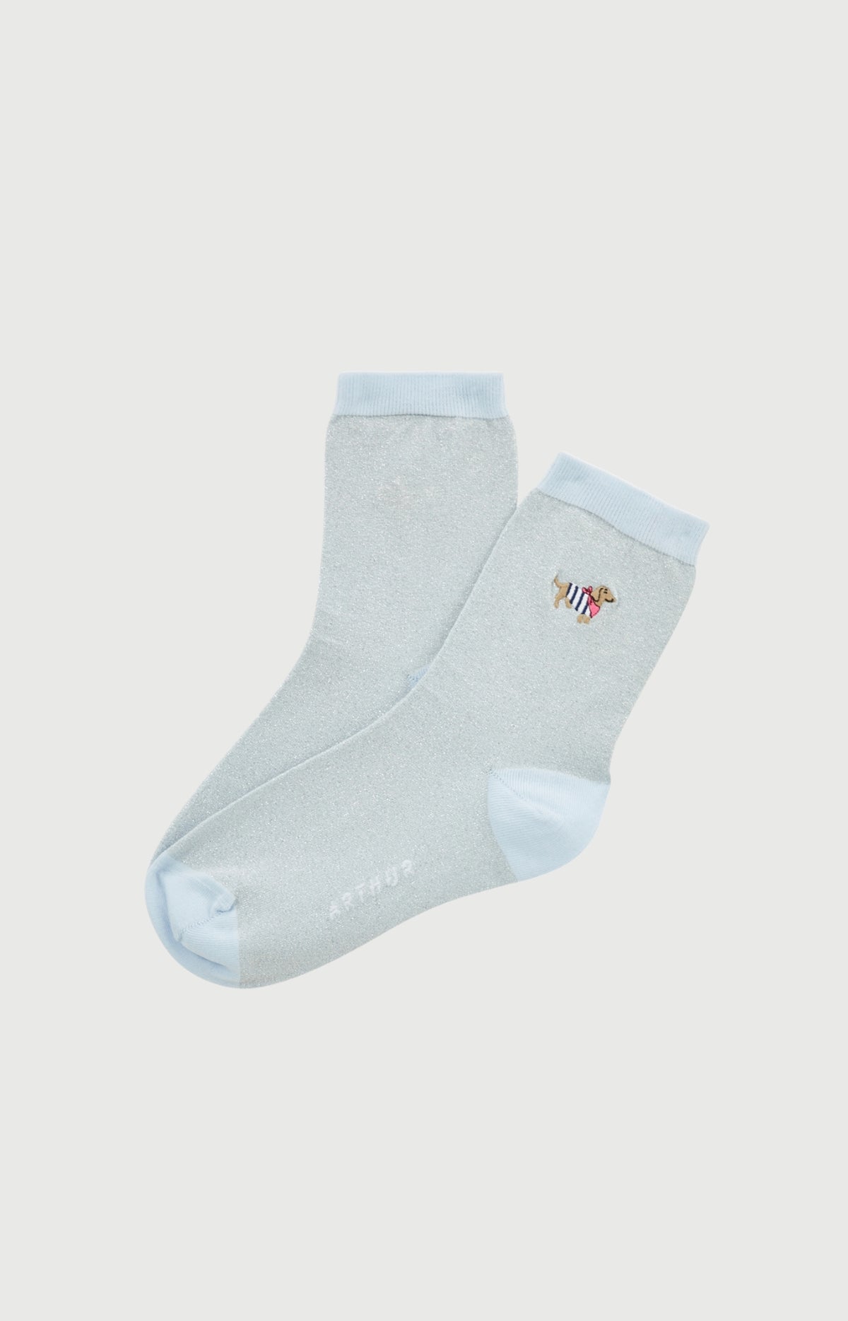 Chaussettes brodées en coton et lurex Femme Tobbie ice 1