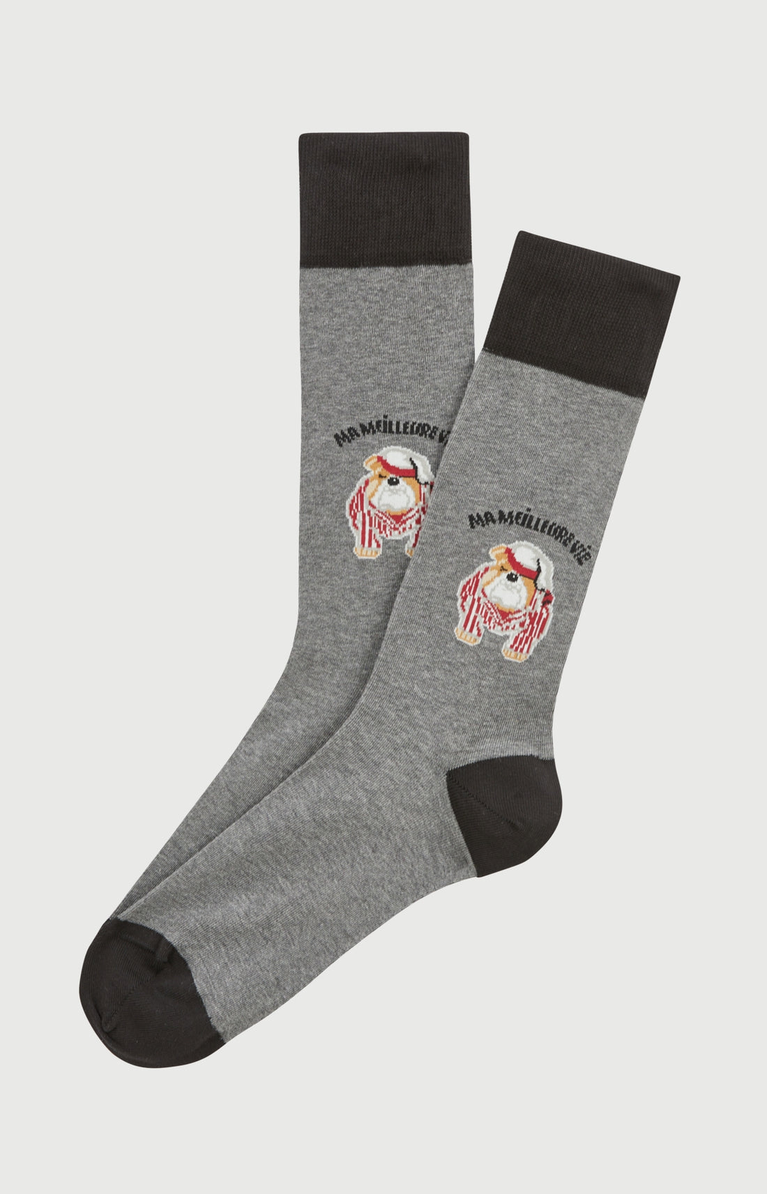 Chaussettes en coton Homme Ma meilleure vie gris 1