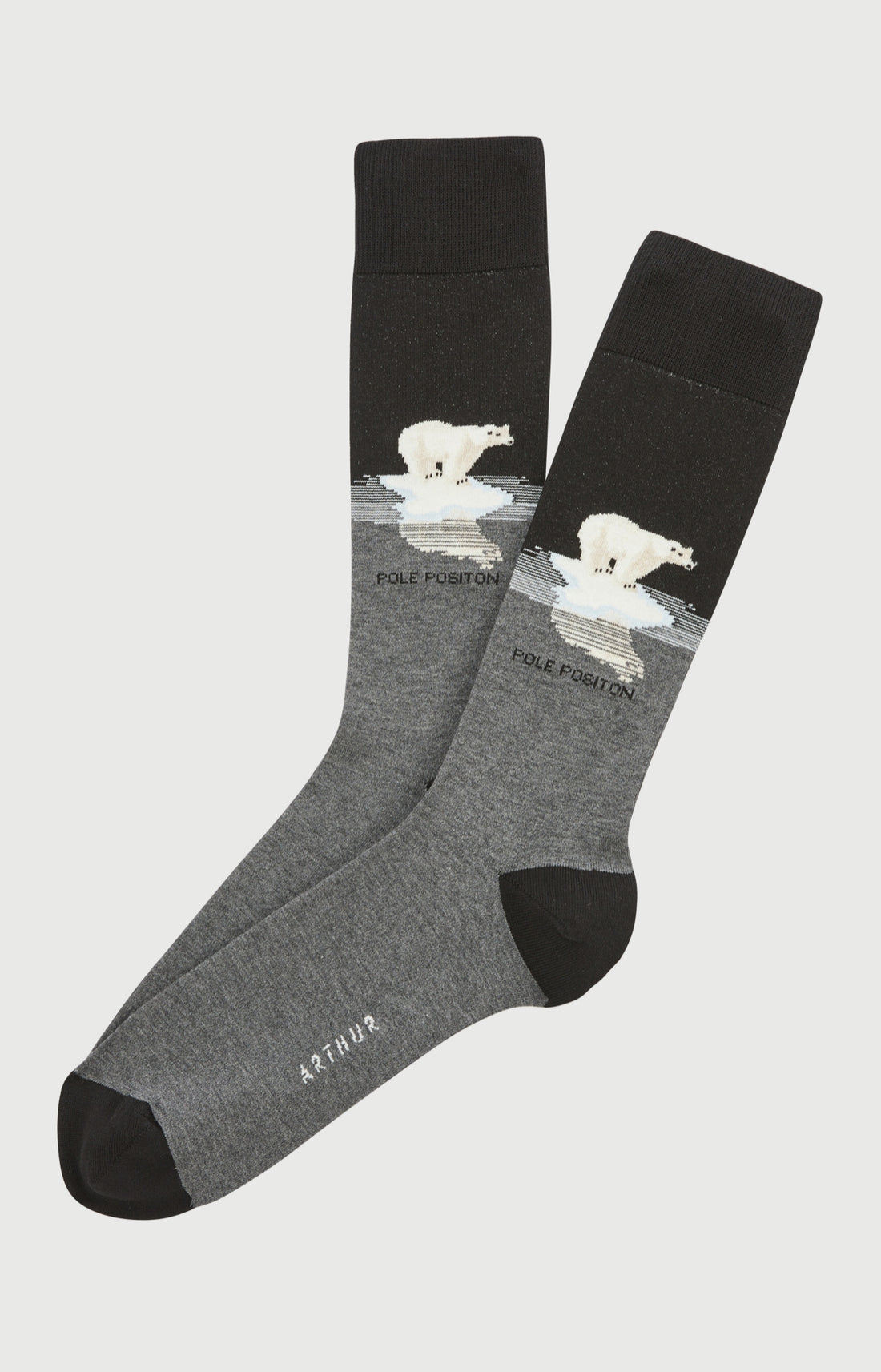 Chaussettes en coton Homme Pôle position Gris noir 1