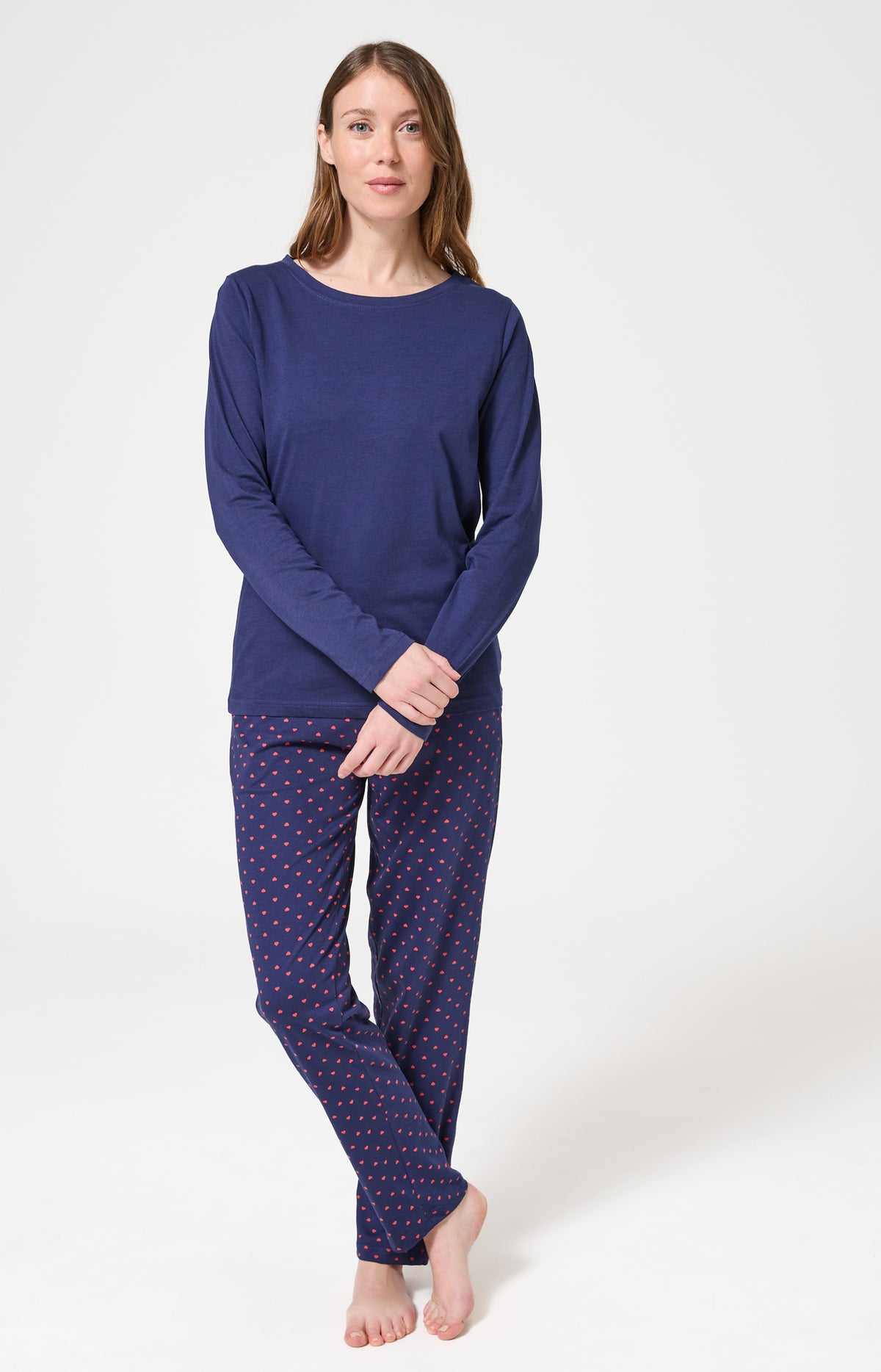Pyjama en jersey de coton léger Femme Valentine cœur rouge 5