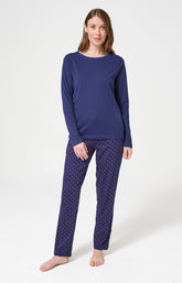 Pyjama en jersey de coton léger Femme Valentine cœur rouge 1