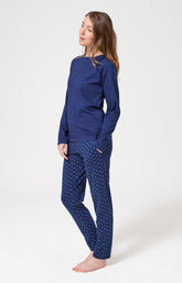 Pyjama en jersey de coton léger Femme Tradi Cœur marine 4