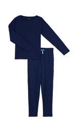Pyjama en jersey de coton léger Femme Tradi Cœur marine 3