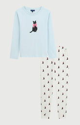 Pyjama en jersey de coton léger Femme Kitty ivoire 3