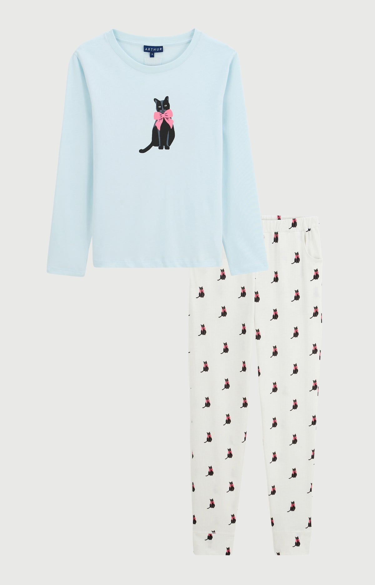 Pyjama en jersey de coton léger Femme Kitty ivoire 3
