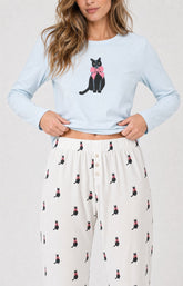 Pyjama en jersey de coton léger Femme Kitty ivoire 6