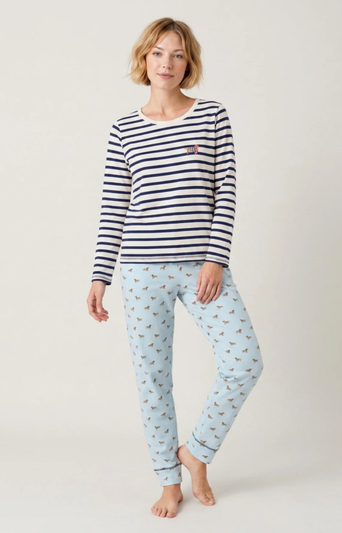 Pyjama en jersey de coton Femme Tobbie ciel 1