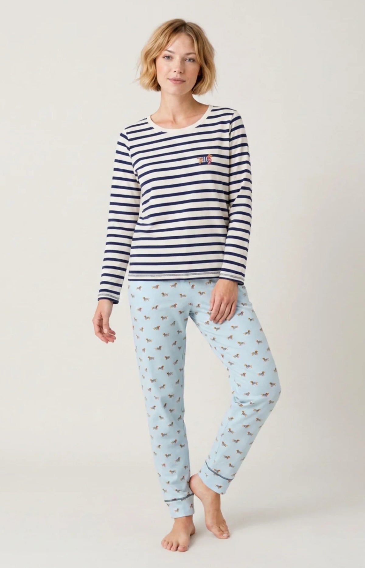 Pyjama en jersey de coton Femme Tobbie ciel 1