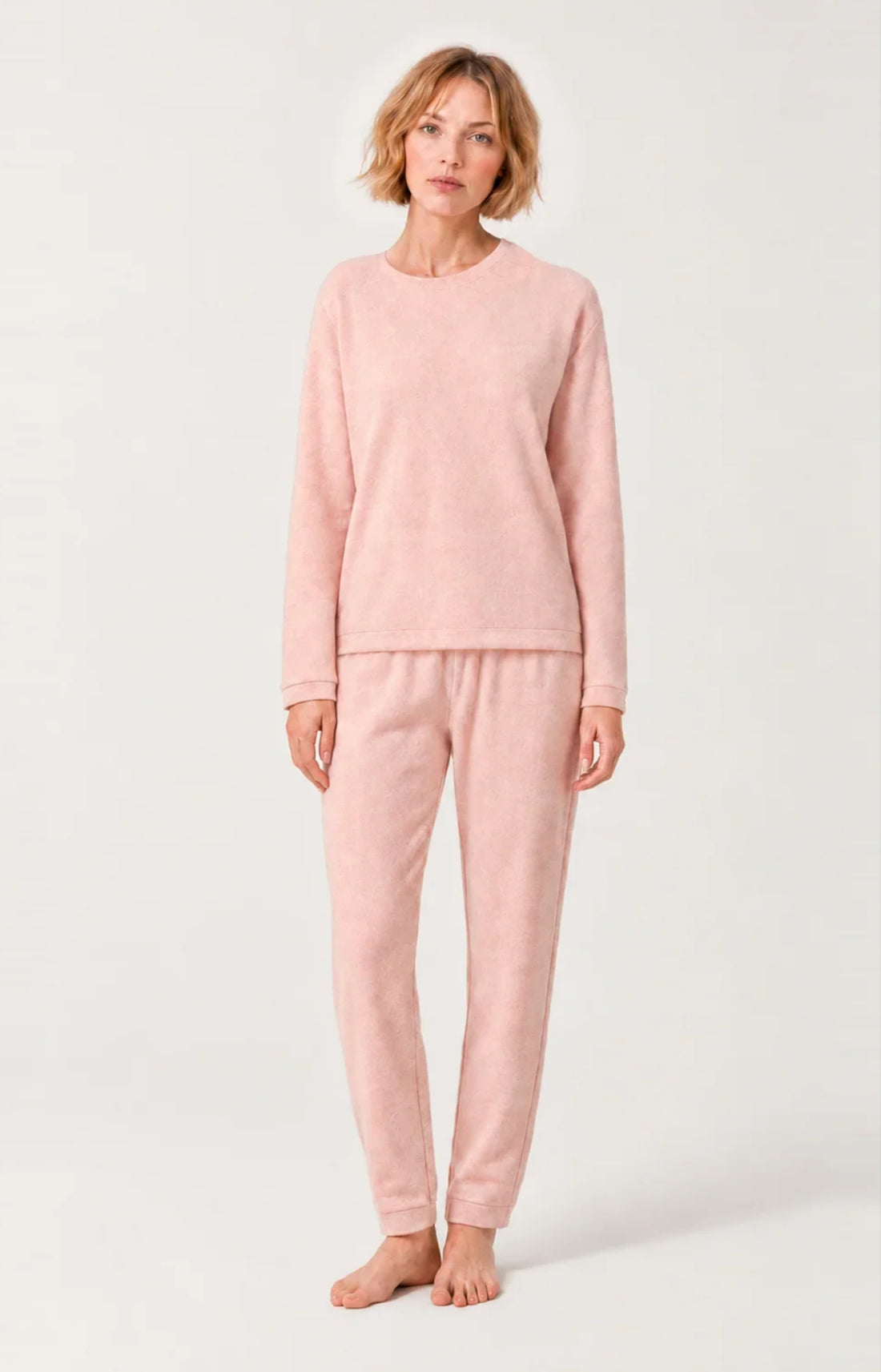 Pyjama en coton molletonné Femme Magnolia rose 1