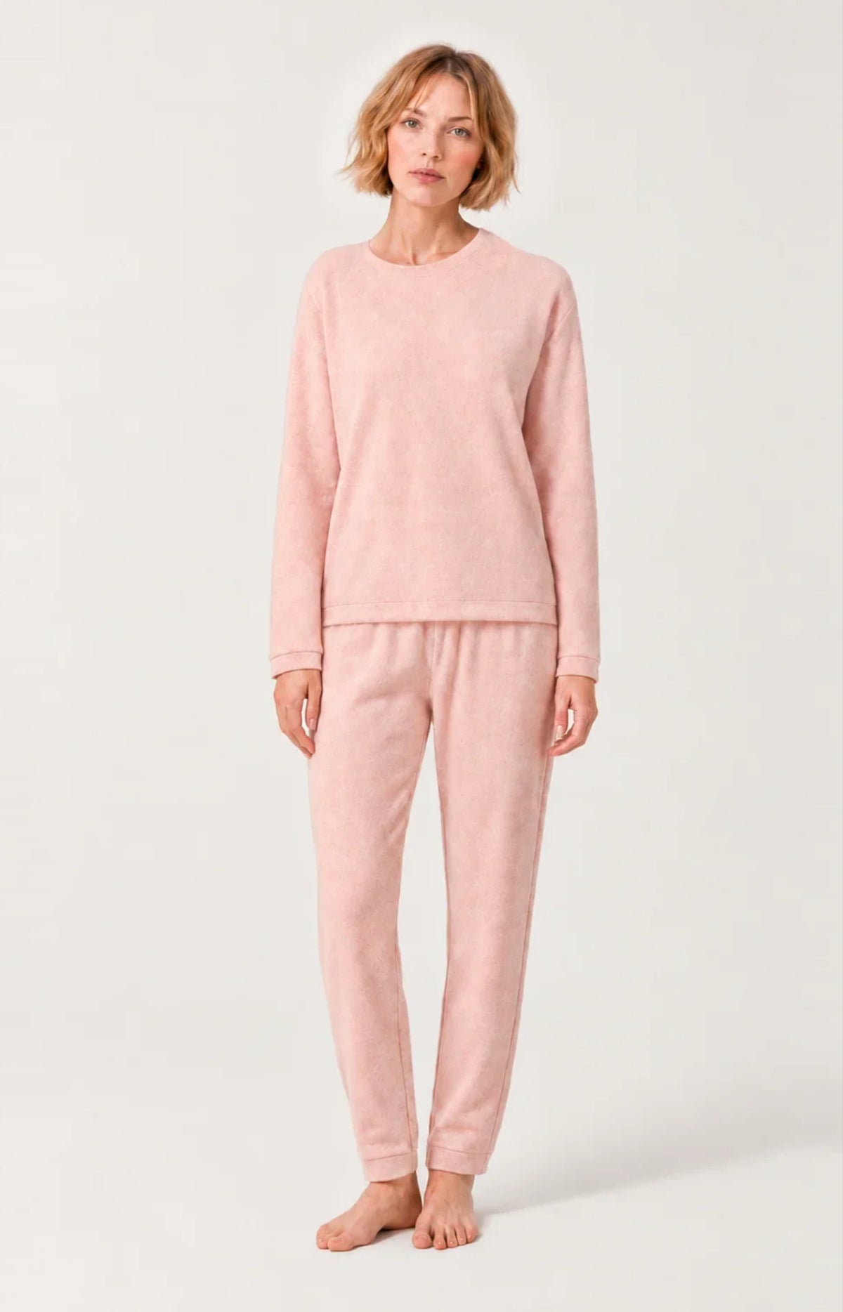 Pyjama en coton molletonné Femme Magnolia rose 1